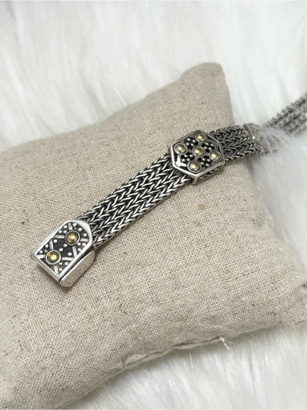 John Hardy 925 18K Gold Dot Jaisalmer Watchband Belt Bracelet